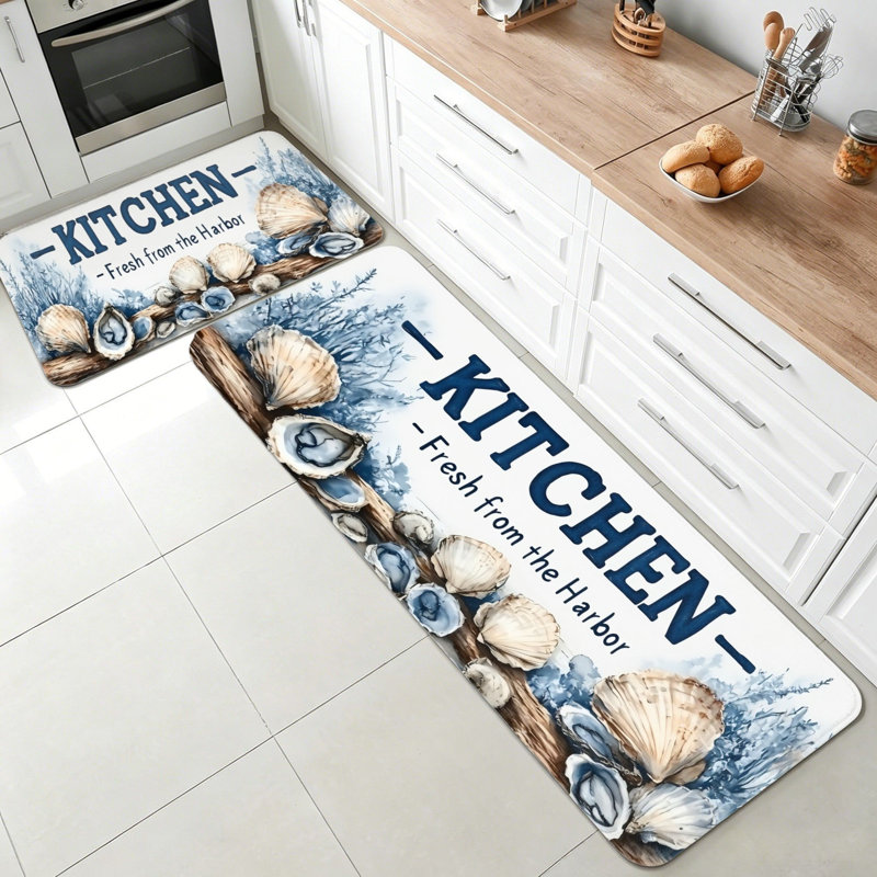 Tapis de cuisine Coastal Nautical Oyster Shell