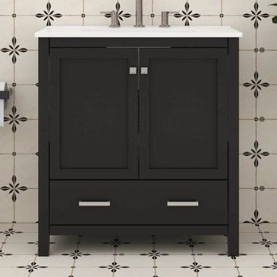 30" Bathroom Vanity With Sink Top, Combo Set, Small Bathroom Vanity Cabinet With 2 Soft Closing Doors And Drawer