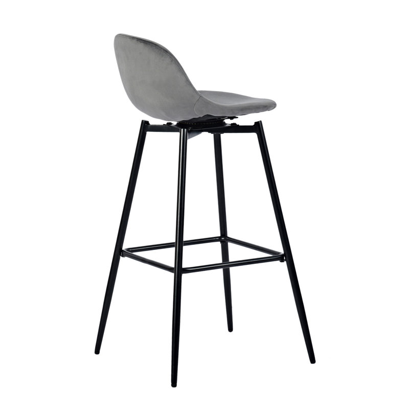 Cavan Swivel Upholstered Counter Stool with Metal Frame, Grey