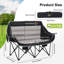 Heated Double Camping Loveseat with Cupholders, Storage, Power Bank, Heavy Duty Outdoor Chair