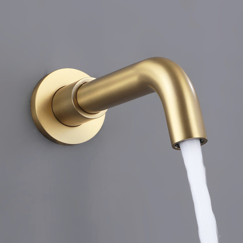 Système de douche complet encastré rond à une poignée avec pomme de douche à valve brute, Or brossé