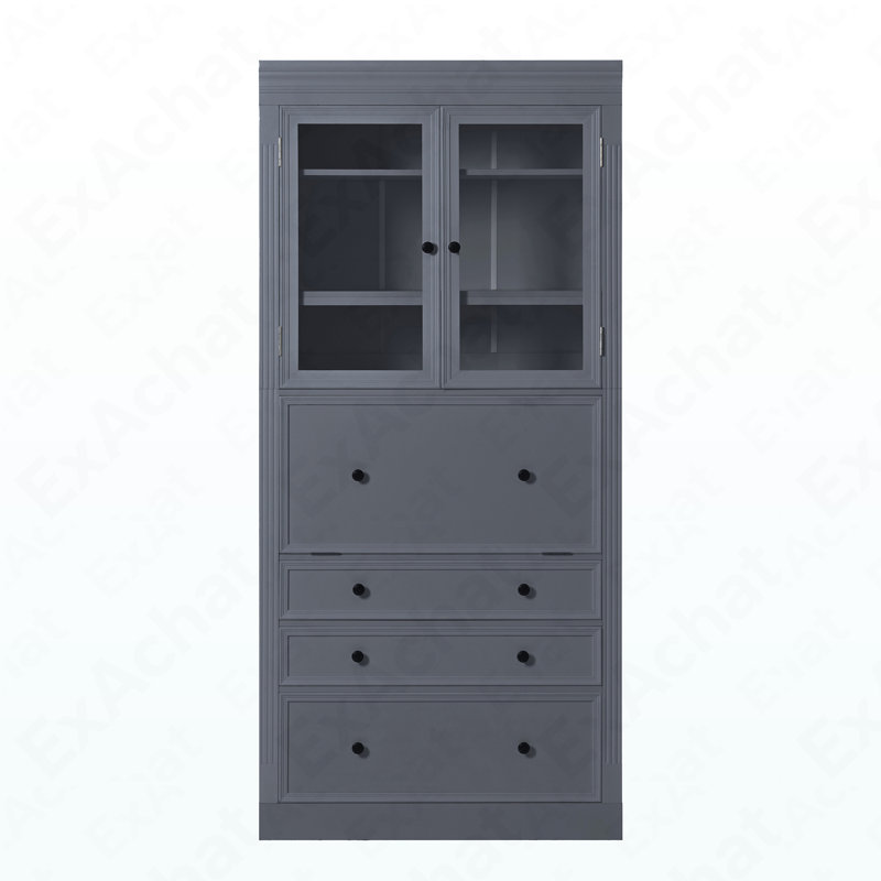 78In Tall Multifunctional Kitchen Pantry - Freestanding Storage Cabinet With Power Outlet For Dining/Living Room, Gray