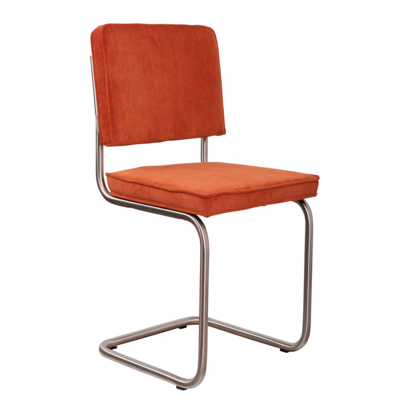 Chaise en porte-à-faux rembourrée en tissu, Orange