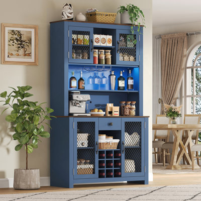 Armoire décorative avec DEL, armoire de rangement pour garde-manger avec portes et tablettes