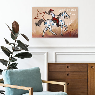 Wild Western Freedom Rustic Abstract Contemporary Horse Landscape Nature Wall Art Print 1 Piece Wrapped Canvas Wall Art
