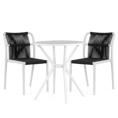 Belden Bates Black White Outdoor Dining 2 Seats Set