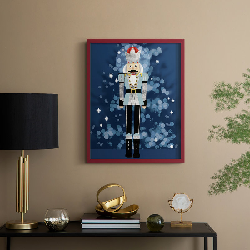 «Disco Nutcracker II», reproduction encadrée - bois massif, Cadre rouge, H 30 po x l 24 po
