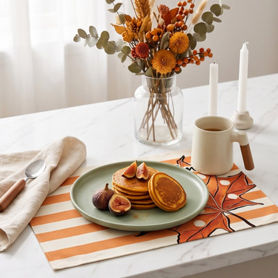 Fall Decor Autumns Pumpkin Thanksgiving Restaurant Kitchen Decorated With Cotton And Linen Fabric Thanksgiving Mat