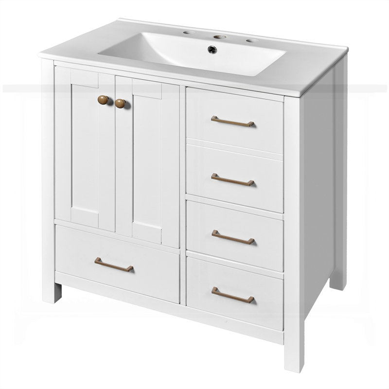 Ensemble de meuble-lavabo de 30 po avec lavabo en céramique pour la salle de bain