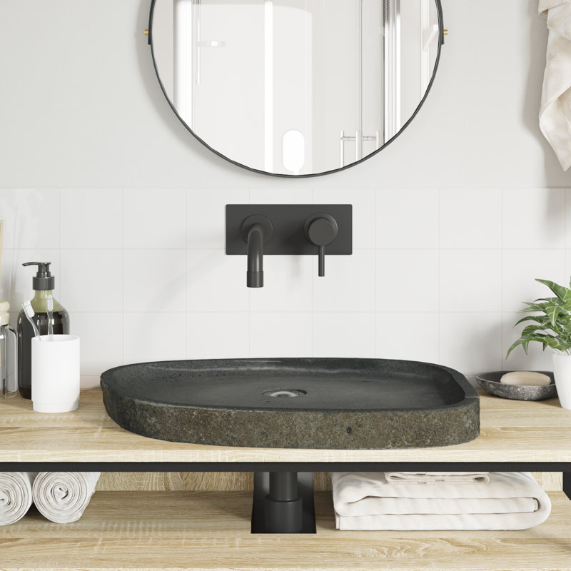 Fleur De Lis Living 65mm L x 65mm W Grey River Stone Specialty Sink