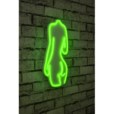 Bande d'éclairage flexible DEL néon, IP67 imperméable, couleur verte, 14,6 po x 16,5 po x 0,8 po | 12V DC, 8W-10W / mètre, 25,2 watts, gabarit en mousse PVC, système de suspension murale intégré | Parfait pour la décoration intérieure et les projets créatifs
