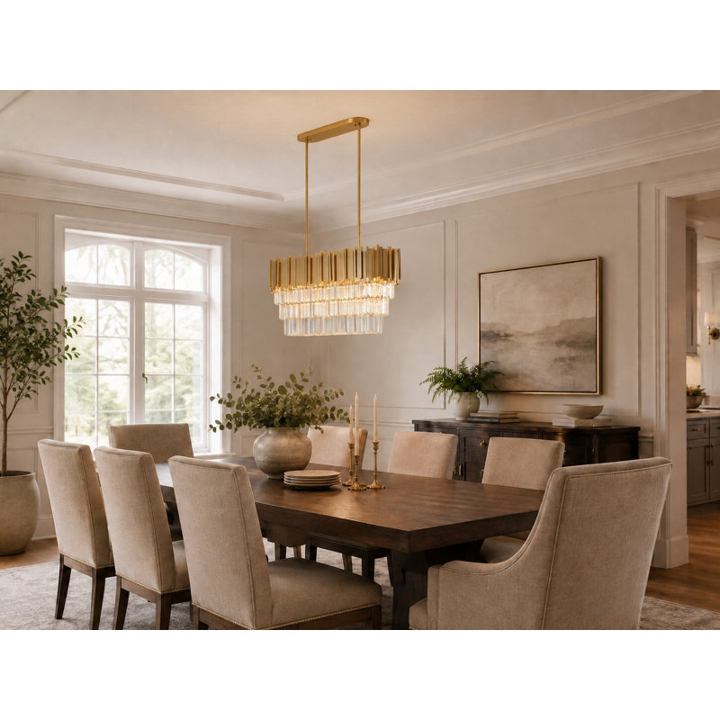 7-Light Gold Chandelier With Crystal Accents