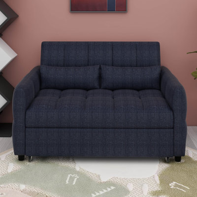 Loveseat Sofa Pull-Out Sofa Bed Tufted Sleeper Sofa With An Adjustable Backrest, Three USB Ports And Two Lumbar Pillows