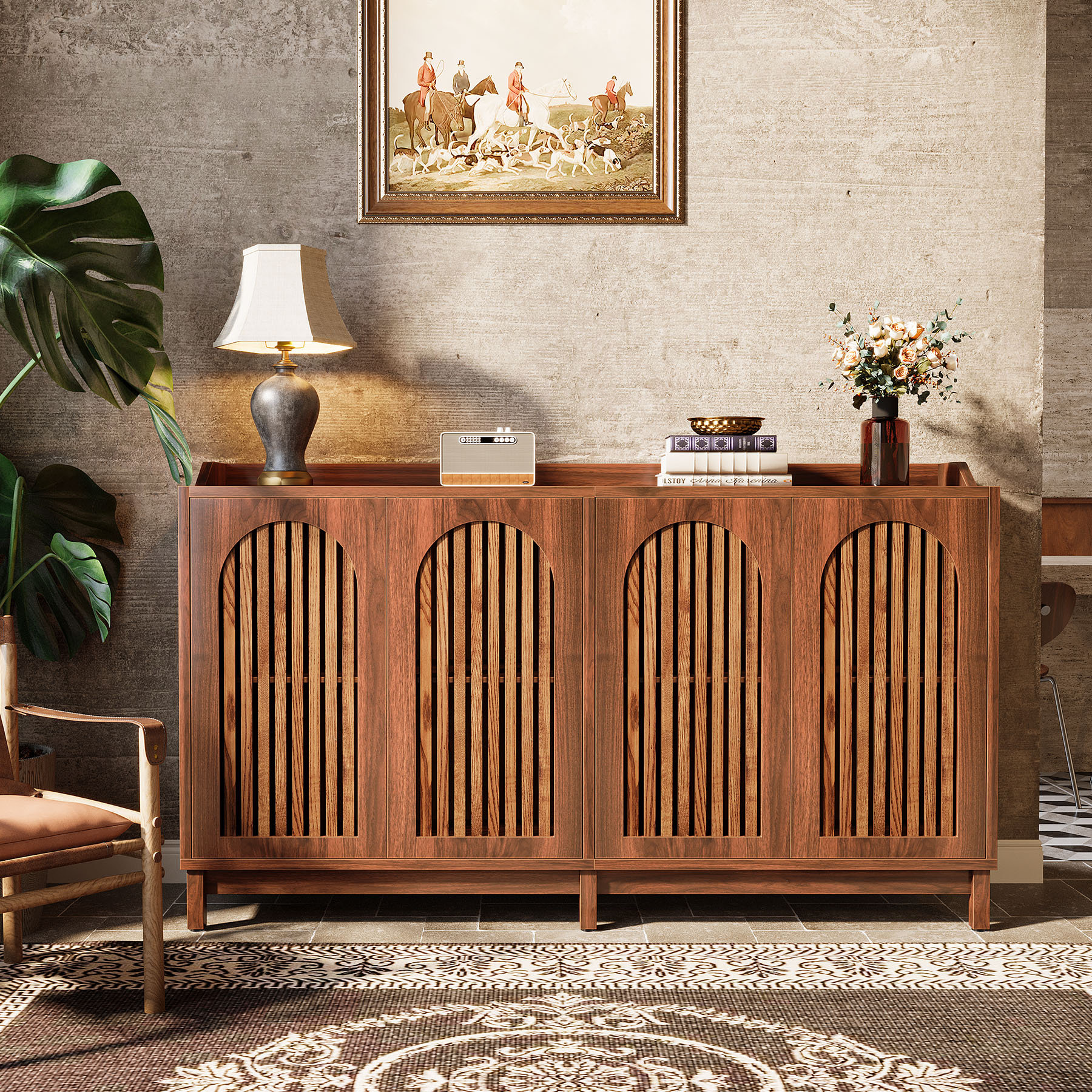 Ebern Designs 57" Sideboard Buffet Cabinet with Adjustable Shelves & Reviews | Wayfair