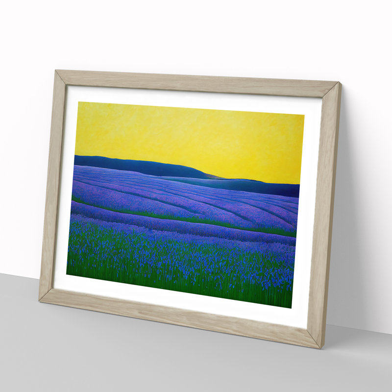 Joyous Absract Bluebell Field - Framed Print, 25cm H x 34cm W x 2cm D, Oak