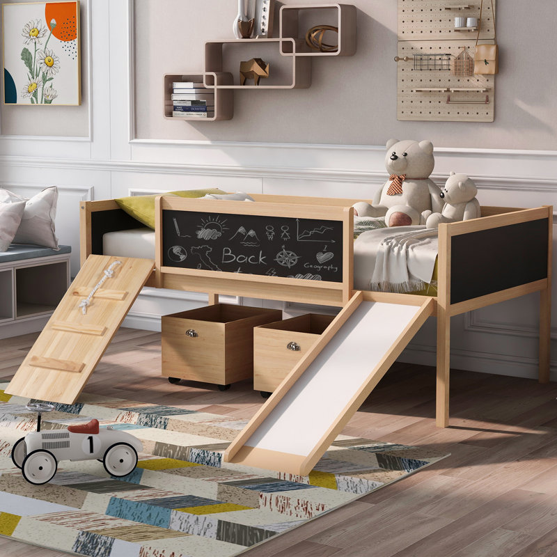 Lit mezzanine simple avec boîte de rangement, Bois
