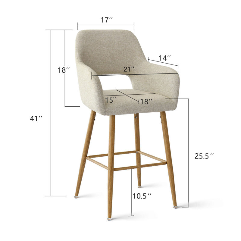 Benjain Counter Stool With Arm, Beige