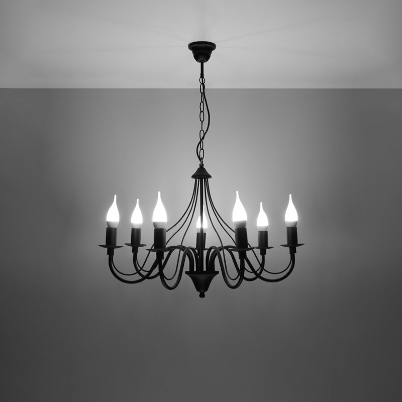 Chandelier, 7 Lights, Black
