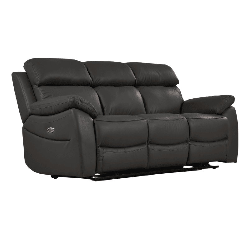 Dandrea Genuine Leather Electric Power Recliner 3 Seater Sofa, Grey