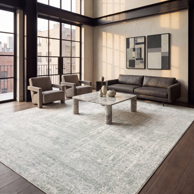 Tapis abstrait sauge / ivoire Arrietty