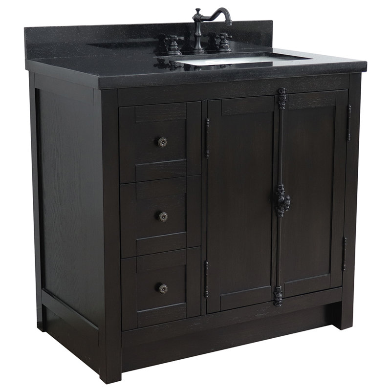 Ensemble de meuble-lavabo simple 37 po Calsbeck, Noir galaxie, Brun cendré
