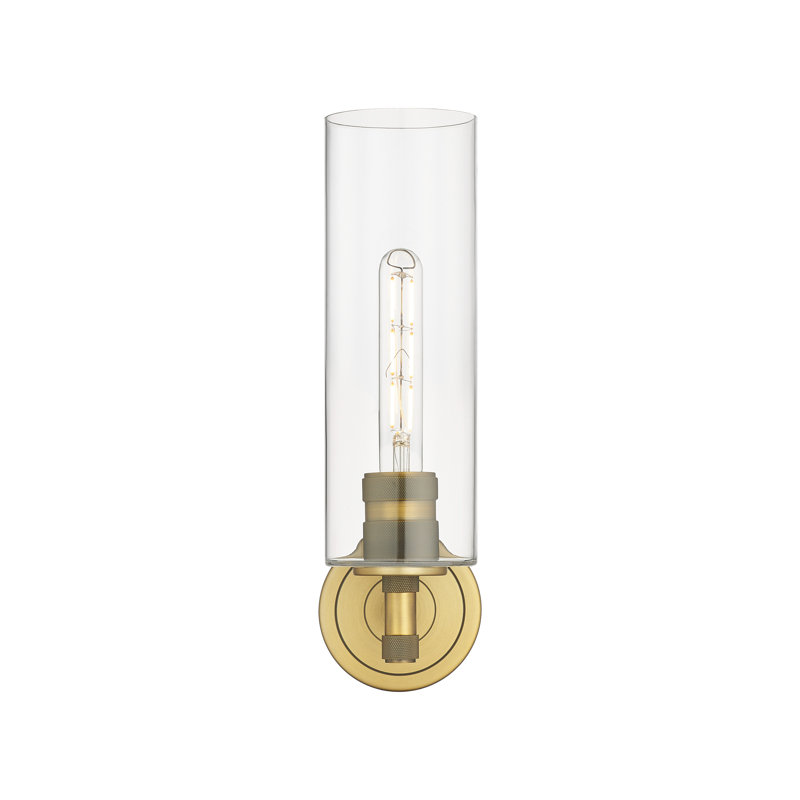 Applique murale 1 lumière Crown Point, Laiton brossé, Clair, H 15,5 po x l 3,88 po x P 6,5 po