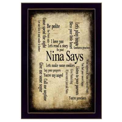 «Nina Says» par Artisan Susan Ball, reproduction encadrée prête à accrocher, cadre noir