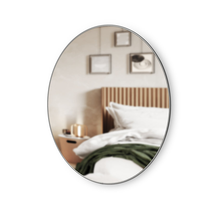 Hubba Round Framed Wall-Mounted Mirror, Titanium, 86cm H x 86cm W
