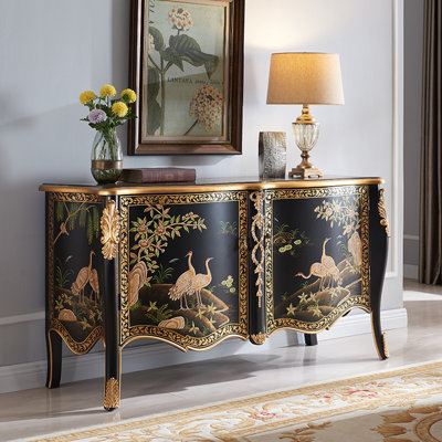Hand-Painted European Double-Door Sideboard by Liu