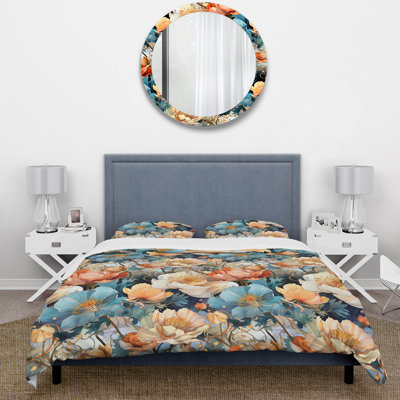Ensemble de housse de couette Art Nouveau Botany Peonies Pattern