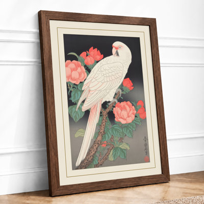 Cockatoo Among Roses Japandi - Framed Print