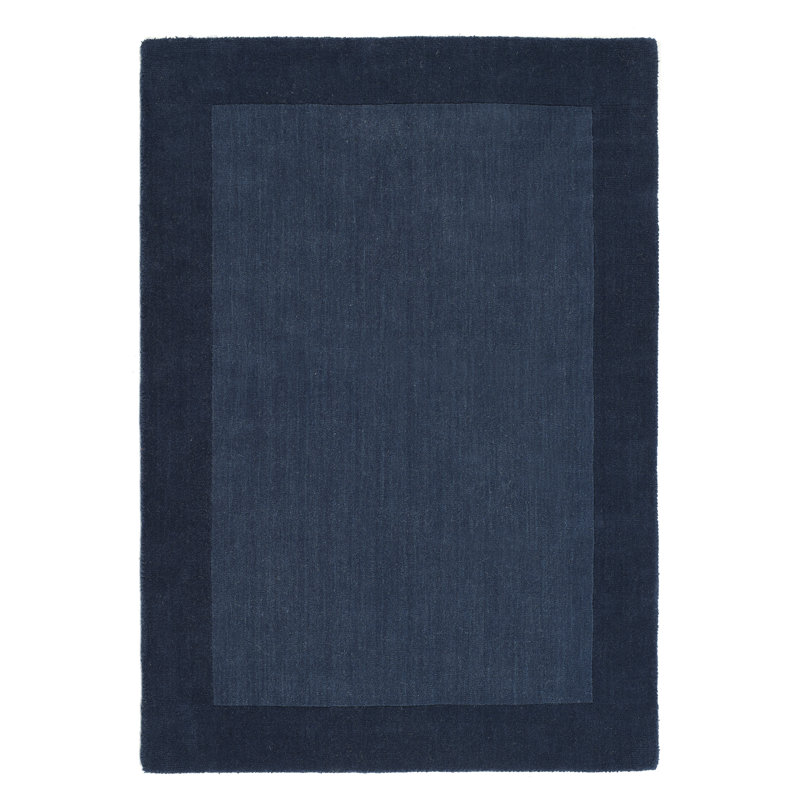 Robblee Handwoven Wool Borders Navy Rug, Rectangle 80 x 150cm