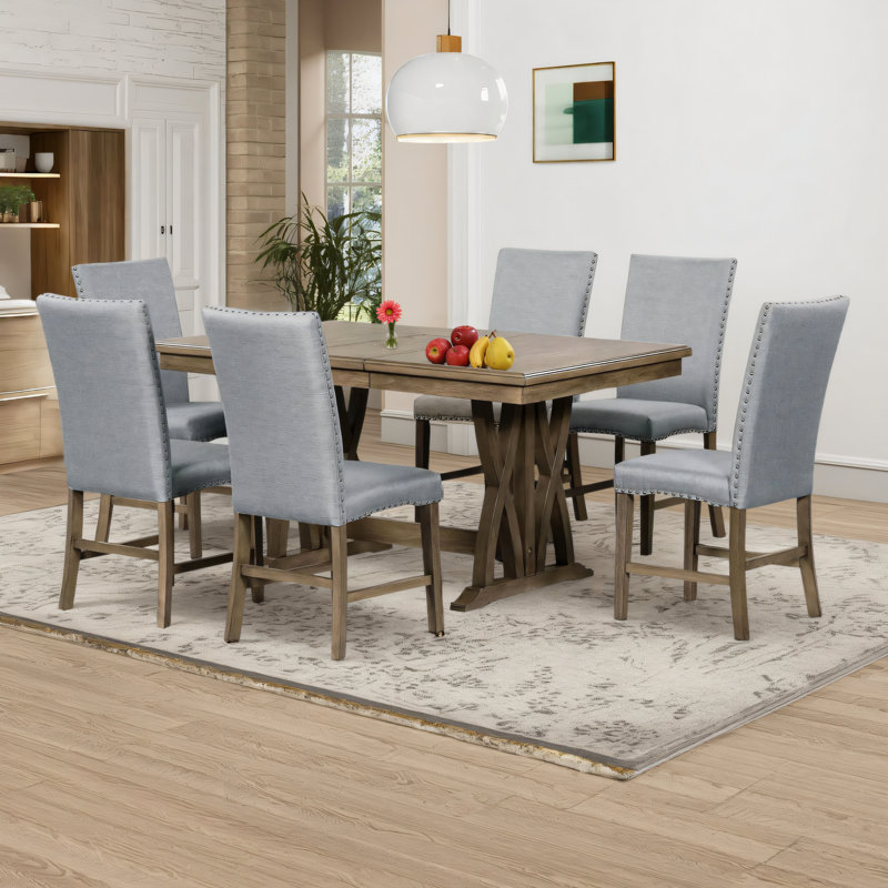 Ensemble de table de salle à manger de style Mid-Century 7 pièces