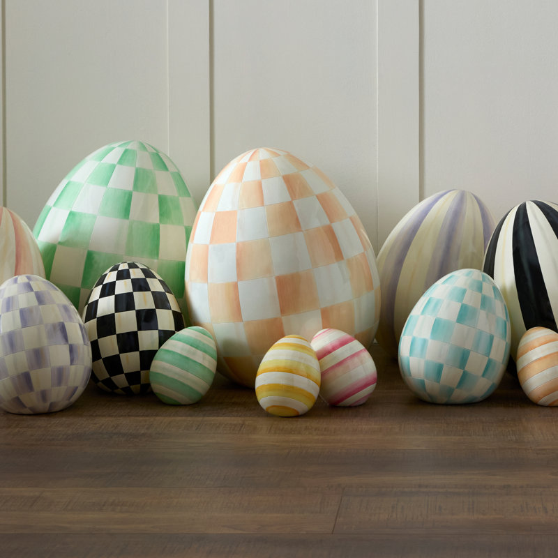 Mint Check Large Egg, 18 in x 15 in, Orange/White