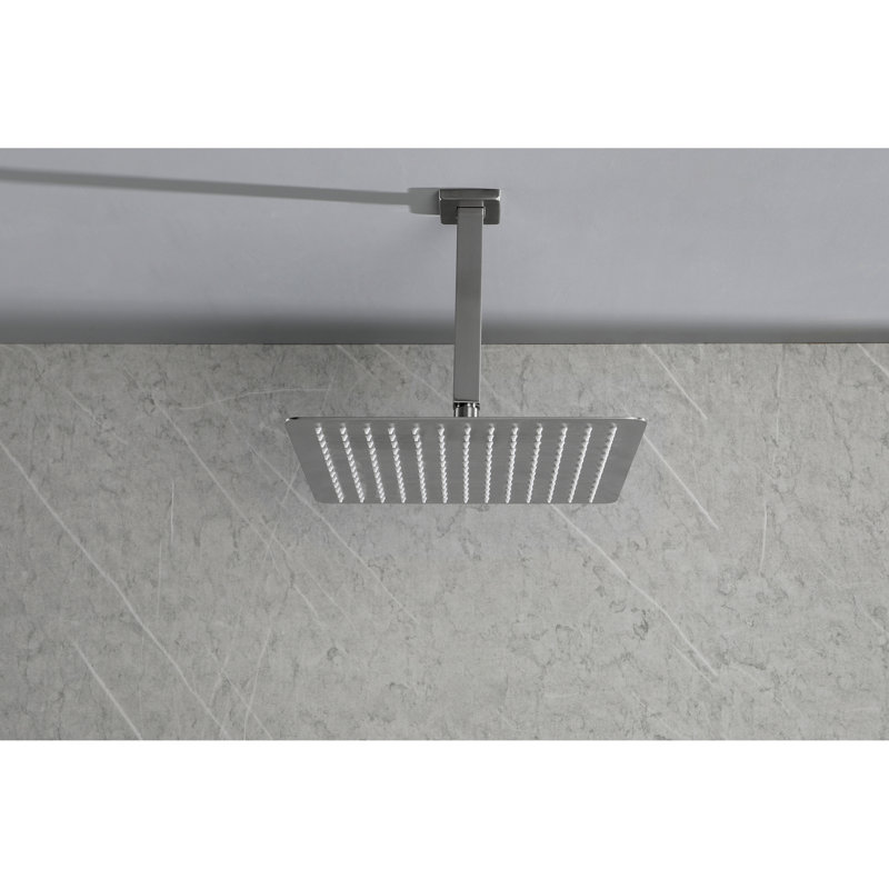 High Rain Shower Head - Stainless Steel, Brushed Nickel Finish, Water Saving, Self-cleaning, Fits All Standard Arm Connections For Rainfall Compatible With Kinds Of Arms