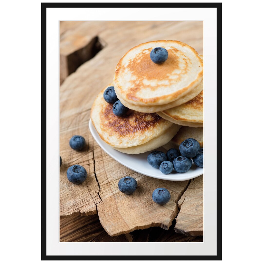 Gerahmtes Poster Pancakes mit Blaubeeren