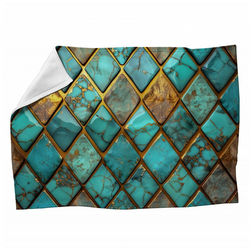 Geometric Tiling Bathroom Machine Printed Throw Blanket, Throw