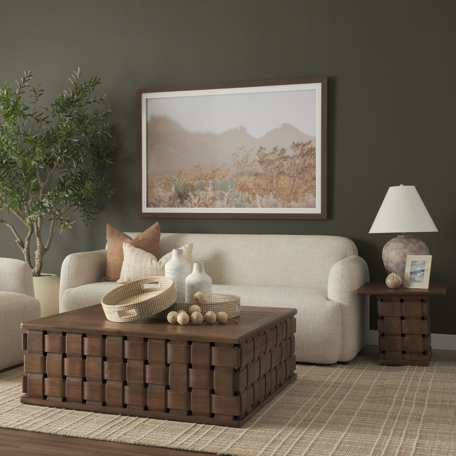 Niya 48" Square Mango Coffee Table, Medium Wood