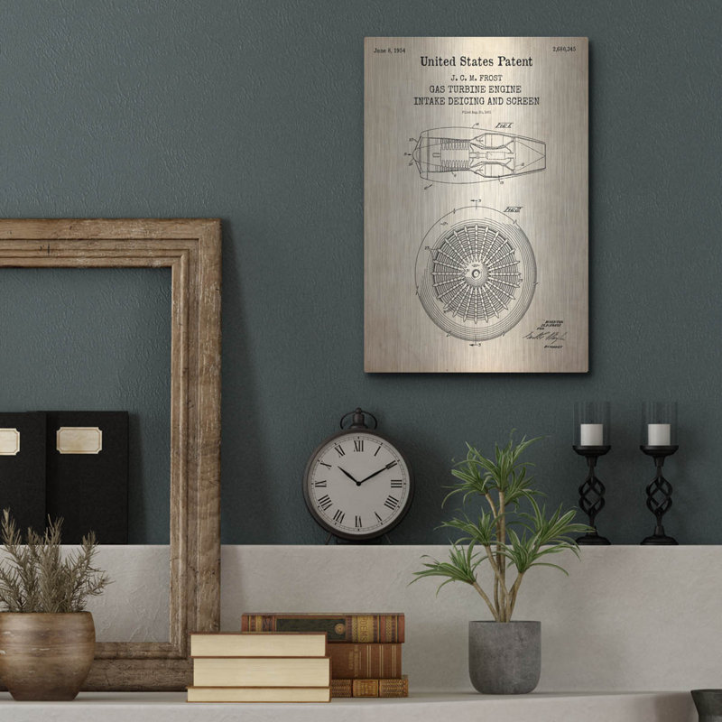 «Gas Turbine Engine Blueprint Brevet Parchment» par Patents, H 16 po x l 12 po