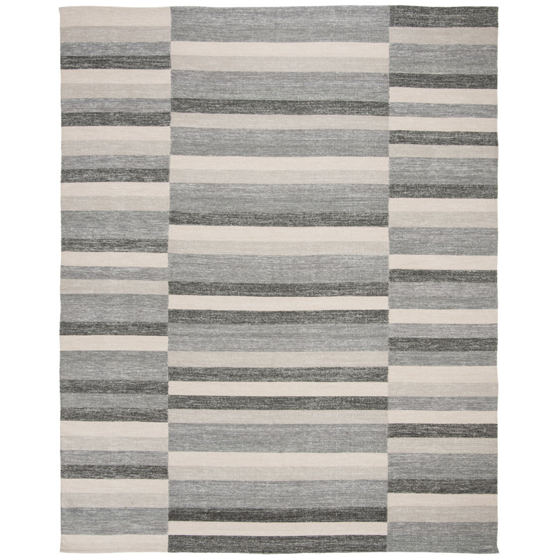 Whittlesey Hand Woven Cotton Striped Rug, Rectangle 8' x 10'