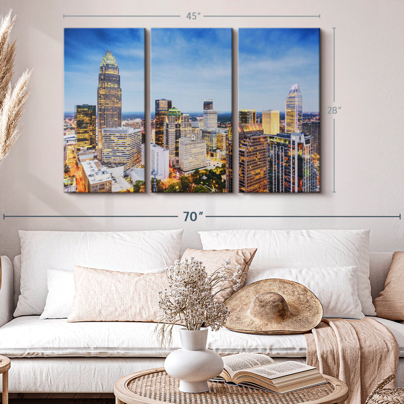 «Charlotte Uptown Skyline» sur toile, H 45 po x l 28 po