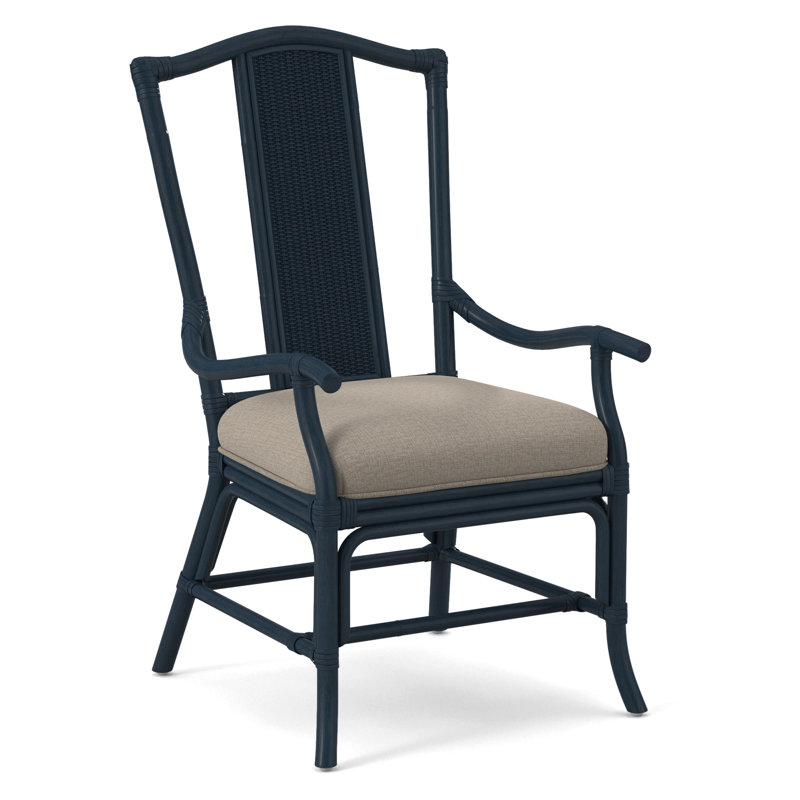 Drury Lane Slat Back Dining Arm Chair, Greystone, Beige Performance Fabric; 0851-73
