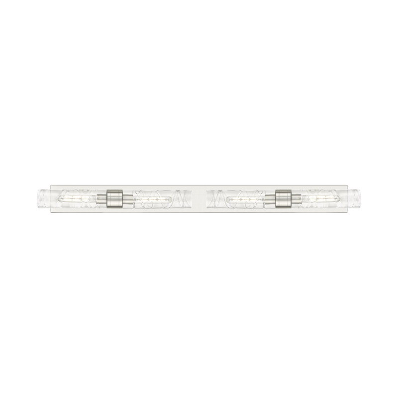 Éclairage pour meuble-lavabo 4 lumières 51 po Ballston - Maliyah - Finition laiton brossé - Abat-jour blanc rayé