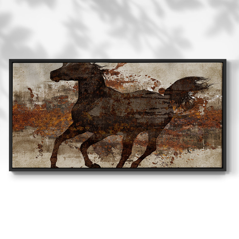 «Running Free II», toile tendue avec châssis, prête à être accrochée, Noir, H 21 po x l 41 po