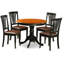 Ensemble de 5 pièces pour 5 pièces comprenant une table de cuisine ronde avec piédestal et 4 chaises de salle à manger en similicuir, 36 po x 36 po, noir et cerise-285938724-285938728-285938729