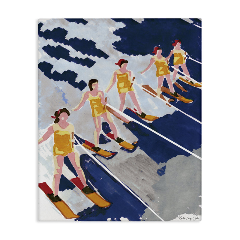 «Retro Waterski Women» par Stellar Design Studio, H 20 po x l 16 po x 1,5 po, Toile tendue