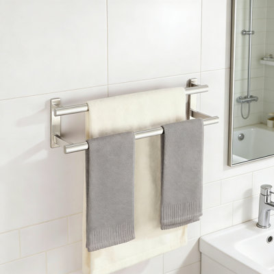 Double Towel Bar For Bathroom, 24 Inch Bath Towel Rack Towel Holder Wall Mounted