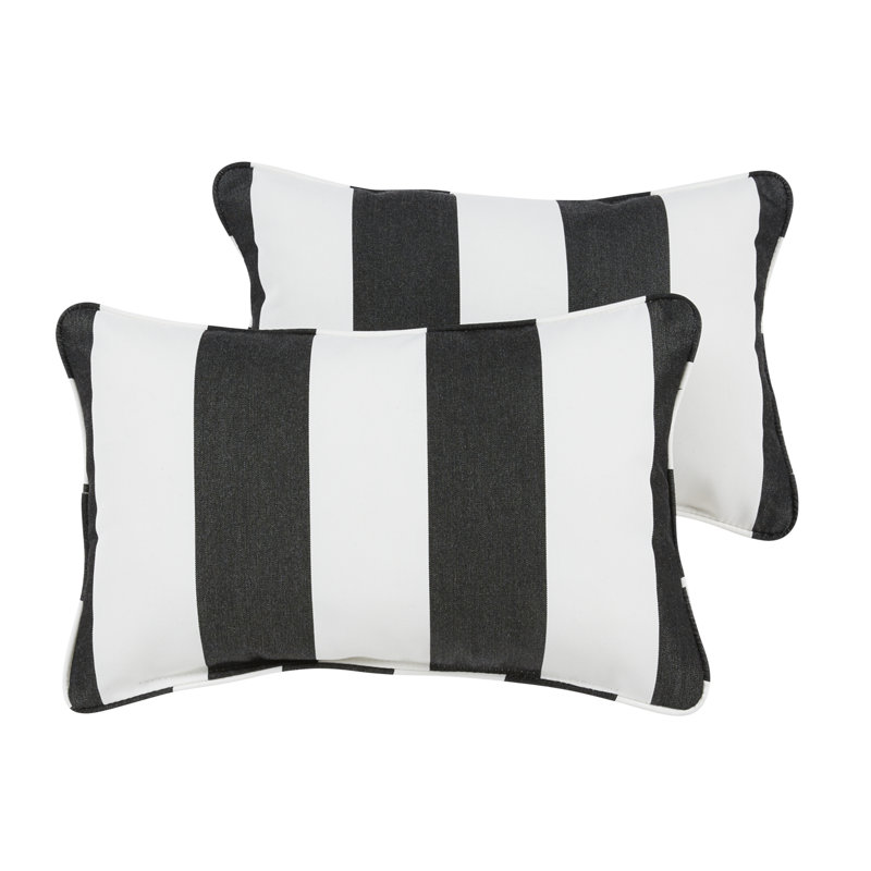 Housse de coussin d'extérieur rectangulaire Bridger, Cabana classique à rayures noires Sunbrella®, H 16 po x l 26 po
