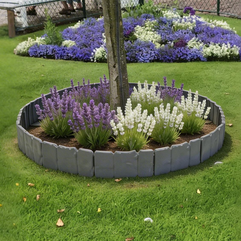 Ensemble de 20 bordures de jardin à effet pavés, bordures paysagères flexibles en PVC emboîtables, bordures de pelouse sans creuser de 4,88 m (16 pi) pour parterres de fleurs, allées, contours d'arbres et aménagements paysagers.
