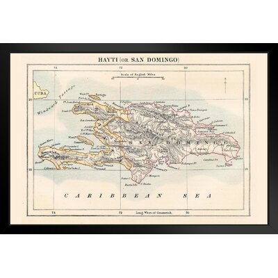 Haiti And Dominican Republic 1883 Historical Antique Style Map Matted Framed Wall Art Print 26X20 Inch -  Trinx, 5328CF528D8042708EE6B08FFE0DBF30
